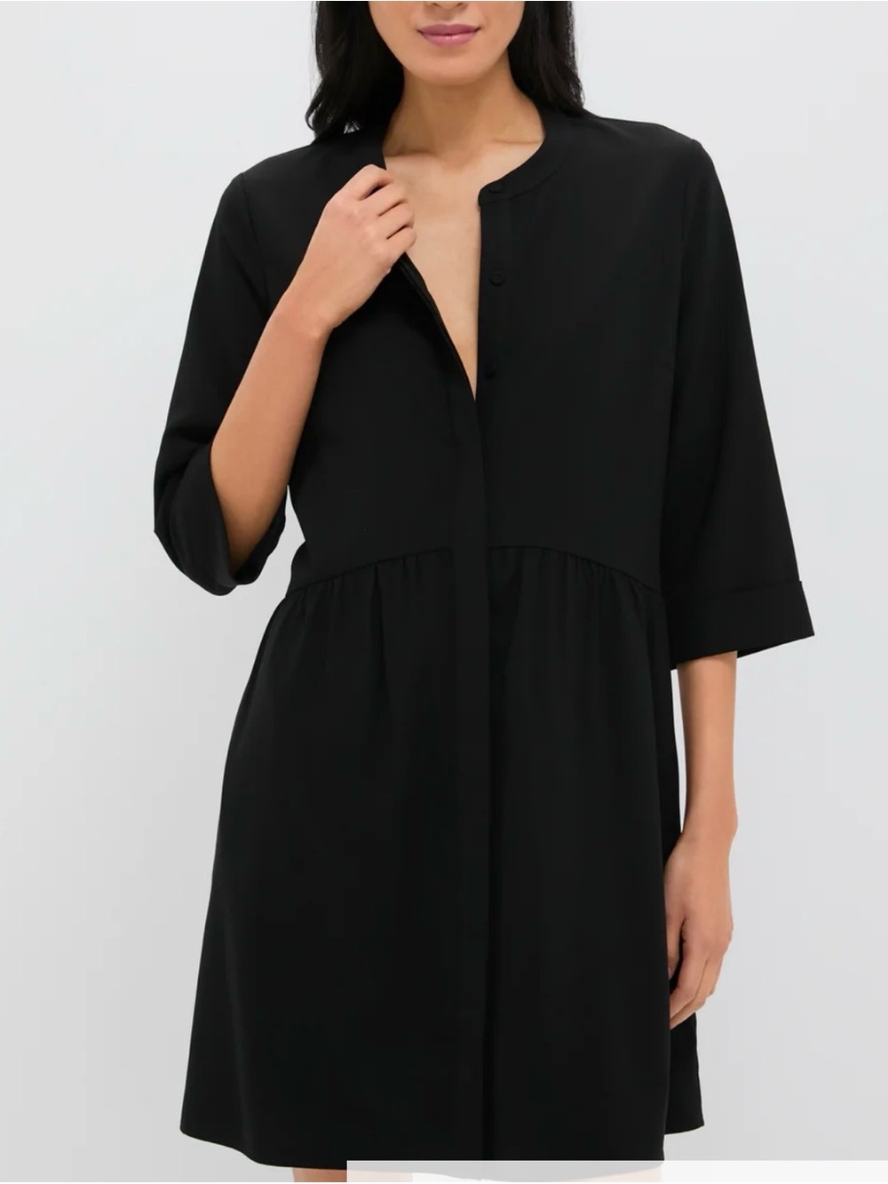 Tuckernuck Black Stretch Crepe Royal Shirt Dress Minimalist Office Classic